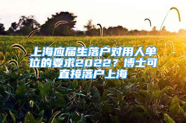 上海應屆生落戶對用人單位的要求2022？博士可直接落戶上海