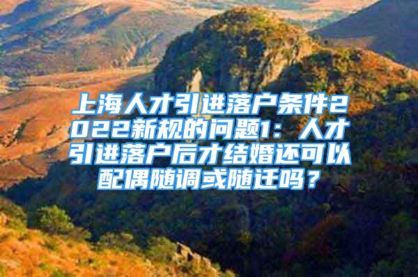 上海人才引進(jìn)落戶條件2022新規(guī)的問(wèn)題1：人才引進(jìn)落戶后才結(jié)婚還可以配偶隨調(diào)或隨遷嗎？