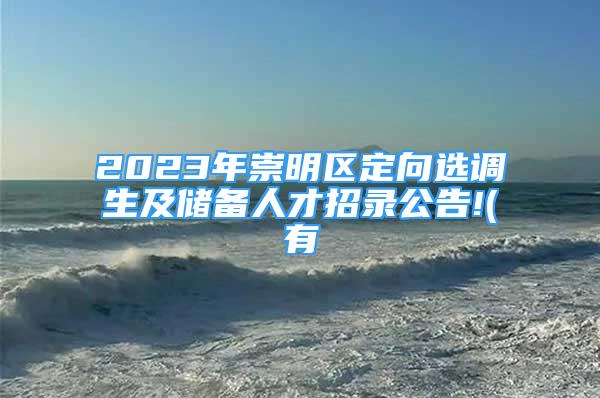 2023年崇明區(qū)定向選調(diào)生及儲備人才招錄公告!(有