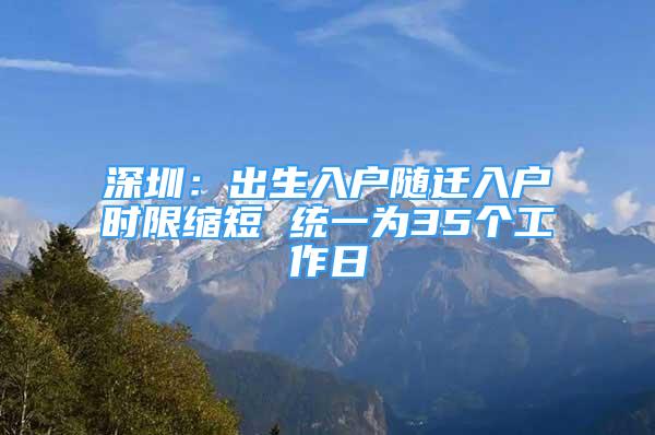 深圳：出生入戶隨遷入戶時(shí)限縮短 統(tǒng)一為35個(gè)工作日