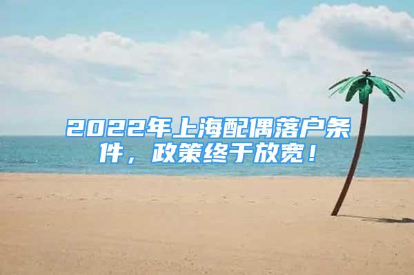 2022年上海配偶落戶條件，政策終于放寬！