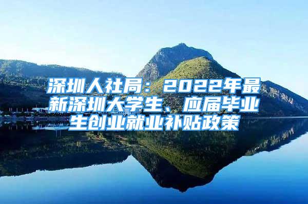 深圳人社局：2022年最新深圳大學生、應屆畢業(yè)生創(chuàng)業(yè)就業(yè)補貼政策