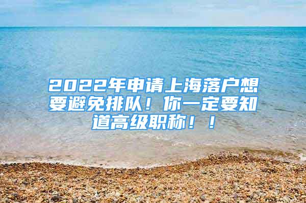 2022年申請(qǐng)上海落戶想要避免排隊(duì)！你一定要知道高級(jí)職稱(chēng)?。?/></p>
								<p style=