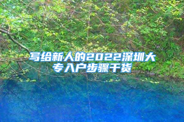 寫給新人的2022深圳大專入戶步驟干貨