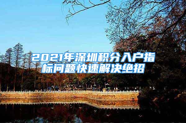 2021年深圳積分入戶指標(biāo)問題快速解決絕招