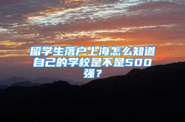 留學生落戶上海怎么知道自己的學校是不是500強？