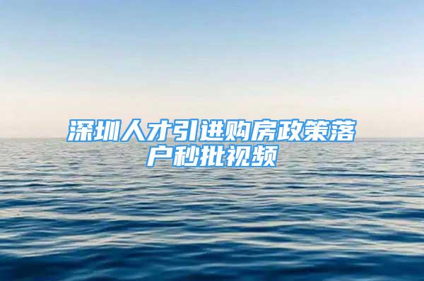 深圳人才引進購房政策落戶秒批視頻