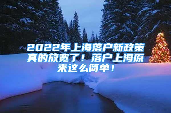 2022年上海落戶新政策真的放寬了！落戶上海原來(lái)這么簡(jiǎn)單！