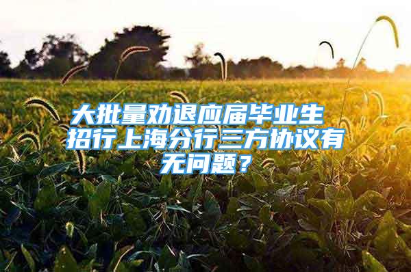 大批量勸退應屆畢業(yè)生 招行上海分行三方協(xié)議有無問題？