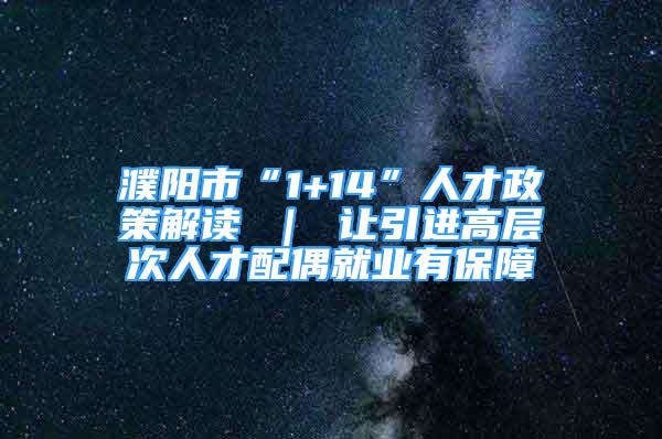 濮陽市“1+14”人才政策解讀 ｜ 讓引進高層次人才配偶就業(yè)有保障