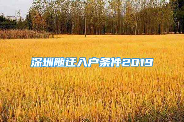 深圳隨遷入戶條件2019