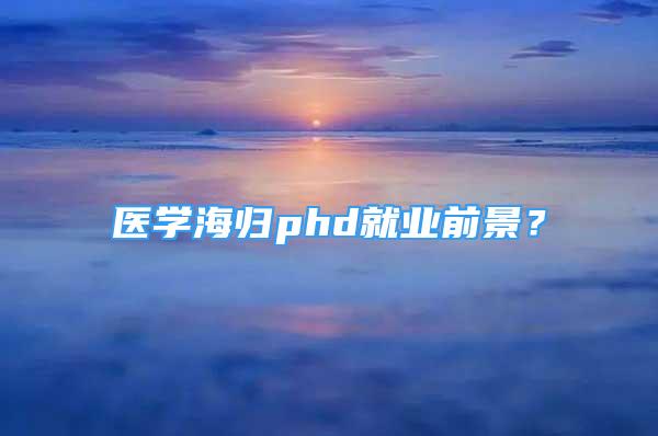 醫(yī)學(xué)海歸phd就業(yè)前景？