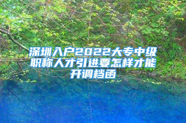 深圳入戶2022大專中級職稱人才引進(jìn)要怎樣才能開調(diào)檔函