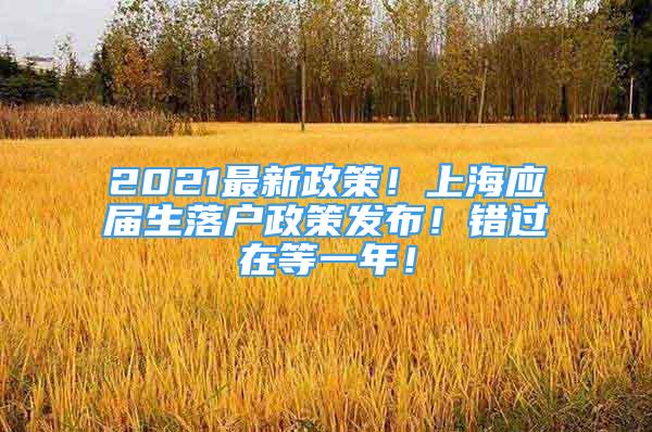 2021最新政策！上海應(yīng)屆生落戶政策發(fā)布！錯過在等一年！