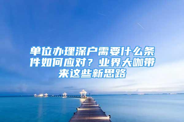 單位辦理深戶需要什么條件如何應(yīng)對(duì)？業(yè)界大咖帶來(lái)這些新思路