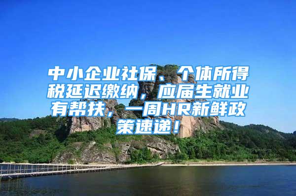 中小企業(yè)社保、個體所得稅延遲繳納，應(yīng)屆生就業(yè)有幫扶，一周HR新鮮政策速遞！