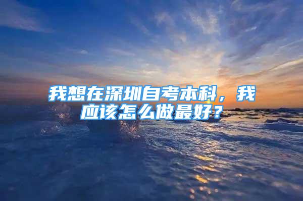 我想在深圳自考本科，我應該怎么做最好？