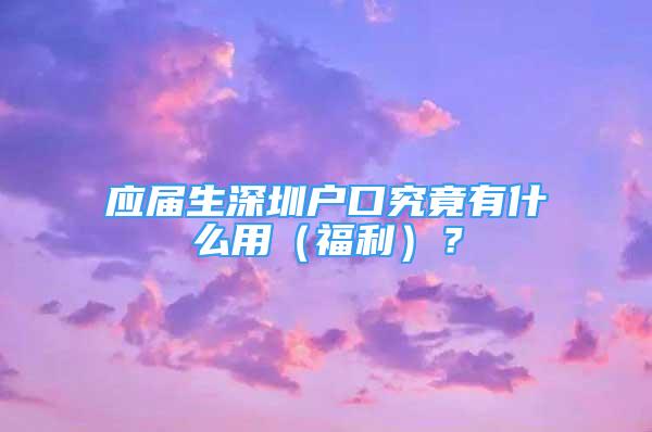 應(yīng)屆生深圳戶口究竟有什么用（福利）？