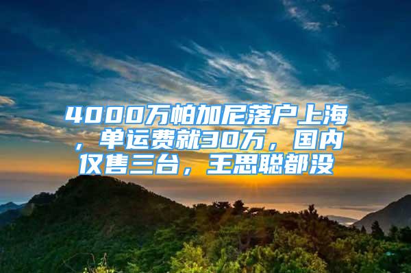 4000萬帕加尼落戶上海，單運費就30萬，國內僅售三臺，王思聰都沒