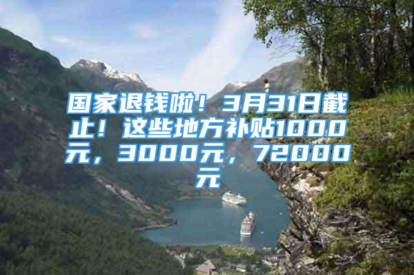 國家退錢啦！3月31日截止！這些地方補(bǔ)貼1000元，3000元，72000元