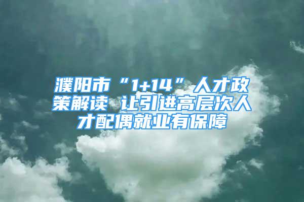 濮陽市“1+14”人才政策解讀 讓引進(jìn)高層次人才配偶就業(yè)有保障