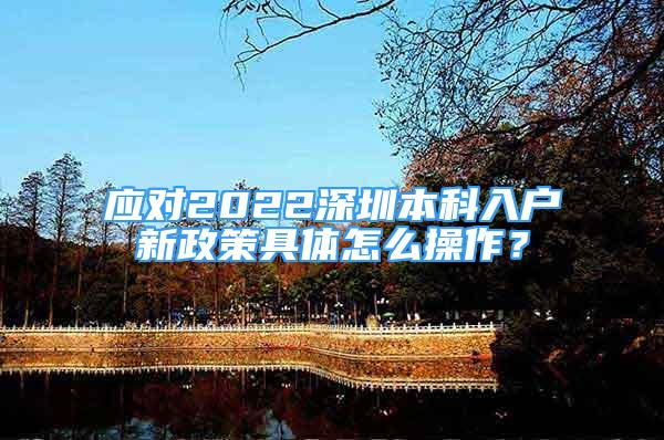 應(yīng)對2022深圳本科入戶新政策具體怎么操作？