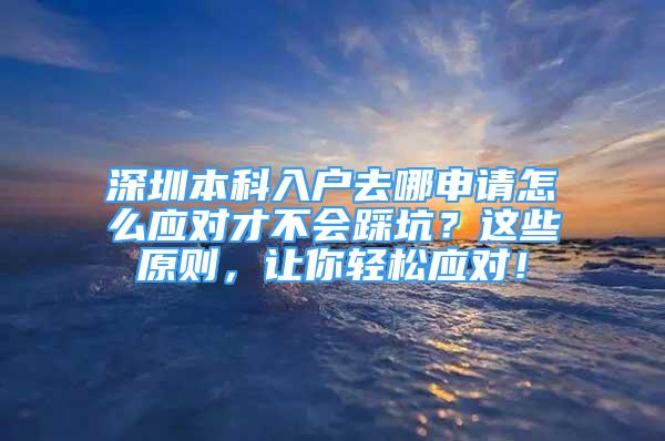 深圳本科入戶去哪申請(qǐng)?jiān)趺磻?yīng)對(duì)才不會(huì)踩坑？這些原則，讓你輕松應(yīng)對(duì)！