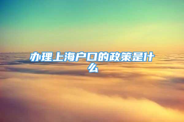 辦理上海戶口的政策是什么