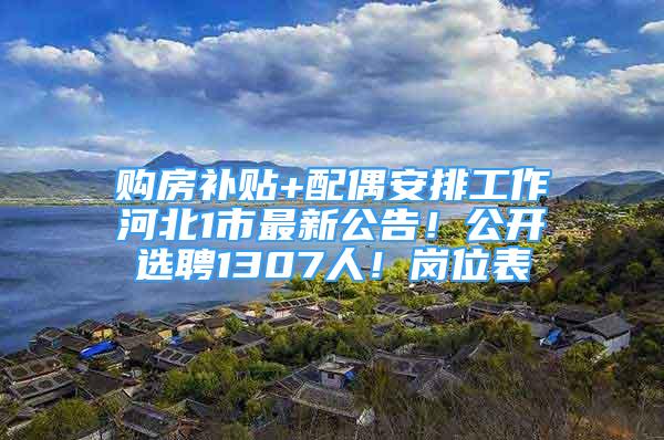 購房補貼+配偶安排工作河北1市最新公告！公開選聘1307人！崗位表