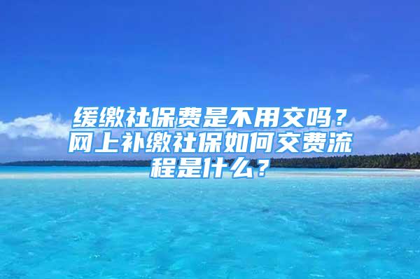 緩繳社保費(fèi)是不用交嗎？網(wǎng)上補(bǔ)繳社保如何交費(fèi)流程是什么？