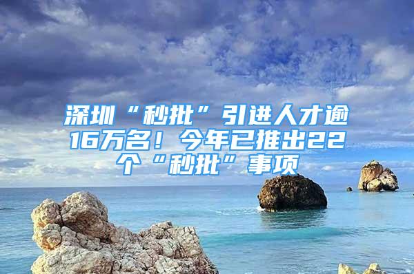 深圳“秒批”引進人才逾16萬名！今年已推出22個“秒批”事項