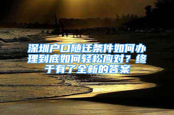 深圳戶口隨遷條件如何辦理到底如何輕松應(yīng)對？終于有了全新的答案