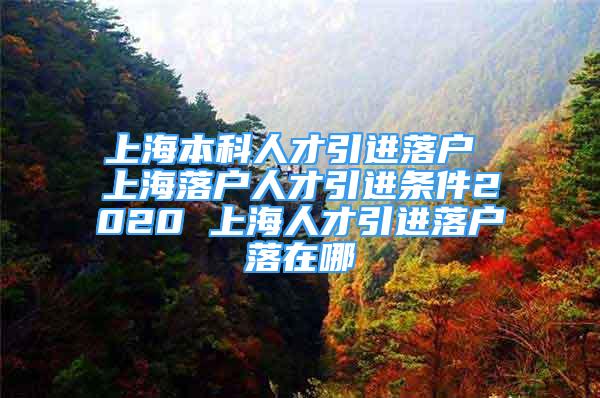 上海本科人才引進落戶 上海落戶人才引進條件2020 上海人才引進落戶落在哪