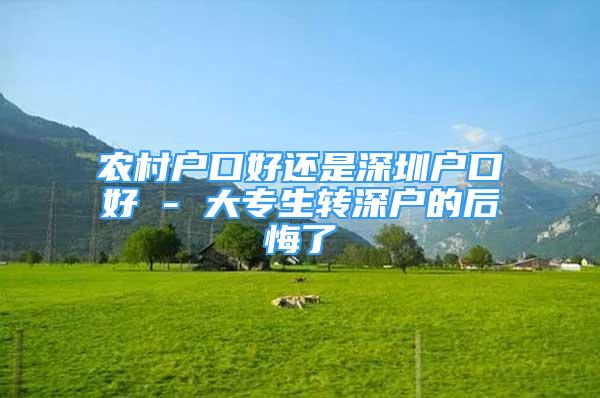 農(nóng)村戶口好還是深圳戶口好 - 大專生轉(zhuǎn)深戶的后悔了