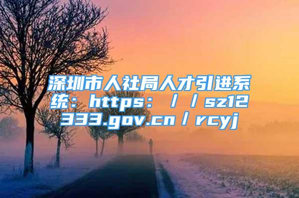 深圳市人社局人才引進系統(tǒng)：https：／／sz12333.gov.cn／rcyj