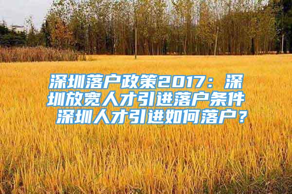 深圳落戶政策2017：深圳放寬人才引進(jìn)落戶條件 深圳人才引進(jìn)如何落戶？