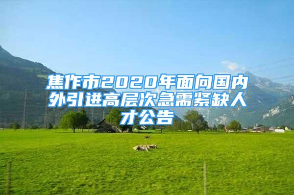 焦作市2020年面向國(guó)內(nèi)外引進(jìn)高層次急需緊缺人才公告