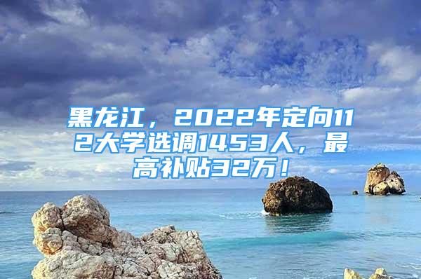 黑龍江，2022年定向112大學(xué)選調(diào)1453人，最高補(bǔ)貼32萬！