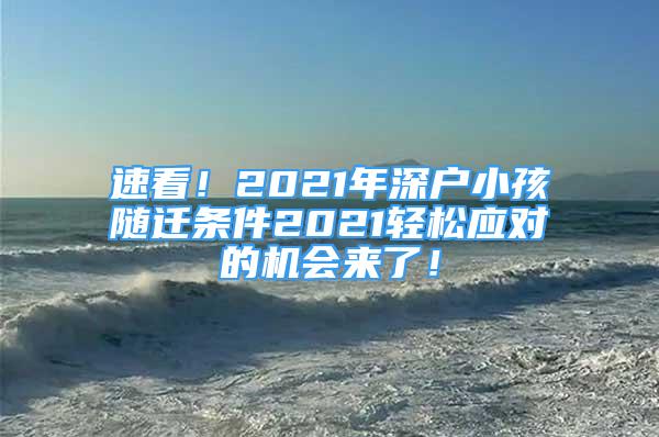 速看！2021年深戶小孩隨遷條件2021輕松應(yīng)對(duì)的機(jī)會(huì)來(lái)了！