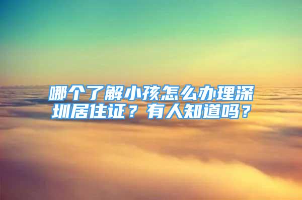 哪個(gè)了解小孩怎么辦理深圳居住證？有人知道嗎？