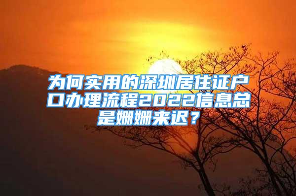 為何實用的深圳居住證戶口辦理流程2022信息總是姍姍來遲？