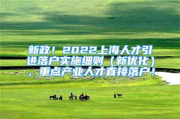 新政！2022上海人才引進(jìn)落戶實(shí)施細(xì)則（新優(yōu)化），重點(diǎn)產(chǎn)業(yè)人才直接落戶！