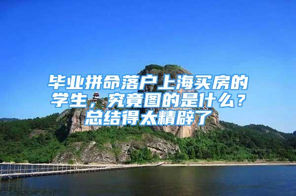 畢業(yè)拼命落戶上海買房的學生，究竟圖的是什么？總結(jié)得太精辟了