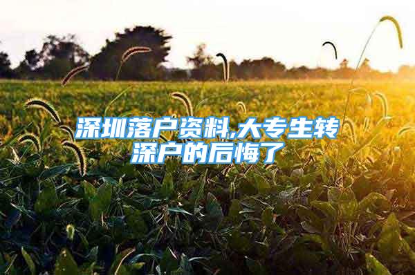 深圳落戶資料,大專生轉(zhuǎn)深戶的后悔了