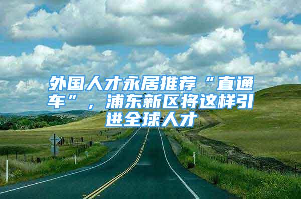 外國(guó)人才永居推薦“直通車”，浦東新區(qū)將這樣引進(jìn)全球人才