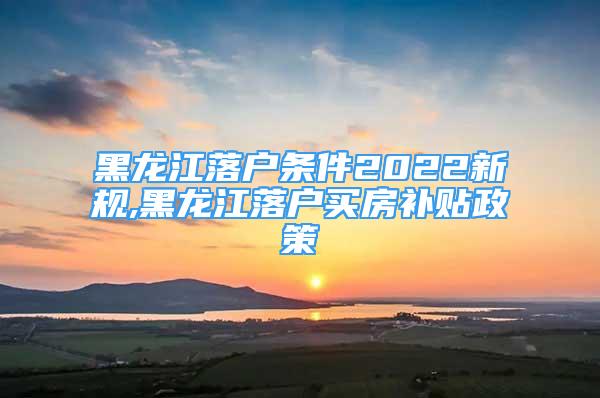 黑龍江落戶條件2022新規(guī),黑龍江落戶買房補貼政策