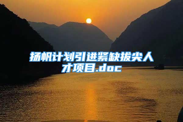 揚(yáng)帆計(jì)劃引進(jìn)緊缺拔尖人才項(xiàng)目.doc