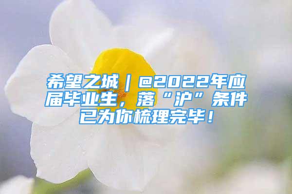 希望之城｜@2022年應屆畢業(yè)生，落“滬”條件已為你梳理完畢！