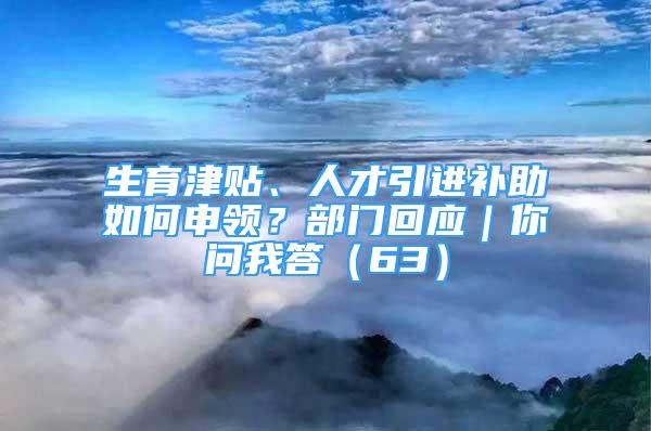 生育津貼、人才引進(jìn)補(bǔ)助如何申領(lǐng)？部門回應(yīng)｜你問我答（63）