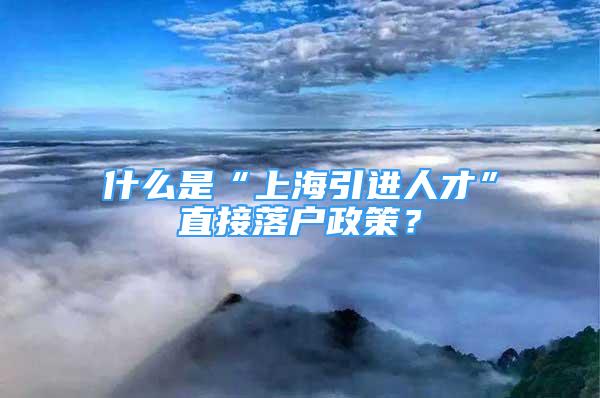 什么是“上海引進(jìn)人才”直接落戶政策？